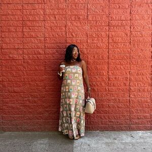 Petal & Pup Tan Strapless Ruffled Sundress